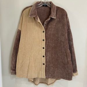 Vici Colorblock Brown and Tan Shacket